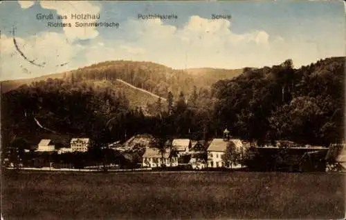 Ak Holzhau Rechenberg Bienenmühle Erzgebirge, Schule, Richters Sommerfrische, Schule, Poststelle