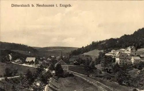 Ak Dittersbach Neuhausen im Erzgebirge, Gesamtansicht