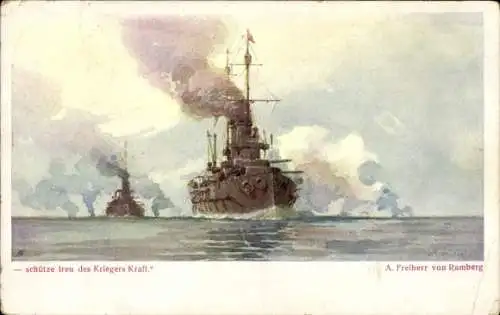 Künstler Ak Ramberg, A. Freiherr von, Österreichisches Kriegsschiff, SMS Viribus Unitis Klasse