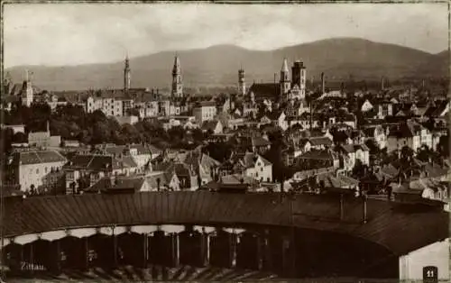 Ak Zittau in der Oberlausitz, Blick auf das Stellwerk, Stadtpanorama