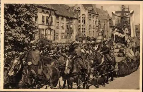 24 Ak Bruges Brügge Flandern Westflandern, Prozession von Sankt Sang