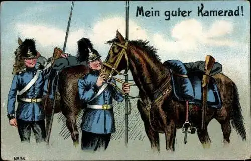 Künstler Ak Mein guter Kamerad, Patria Postkarte, deutsche Soldaten mit Pferden