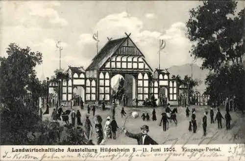 Künstler Ak Hildesheim Niedersachsen, Landwirtschaftliche Ausstellung 8.-11. Juni 1906, Eingang