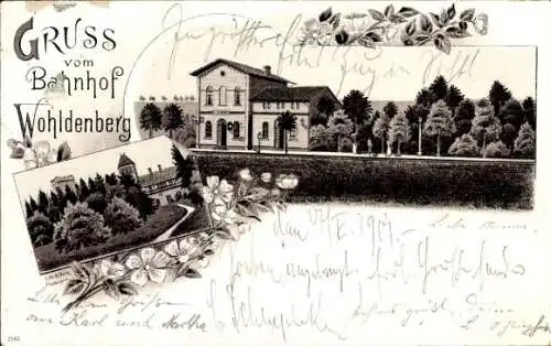 Litho Sillium Holle in Niedersachsen, Bahnhof Wohldenberg, Gleisansicht