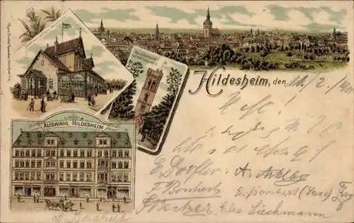 Litho Hildesheim in Niedersachsen, Geschäftshaus Auswahl Hildesheim, Aussichtsturm