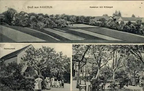 Ak Kamerun Kleinschlaisdorf  Lunzenau in Sachsen, Gesamtansicht, Rittergut, Restaurant