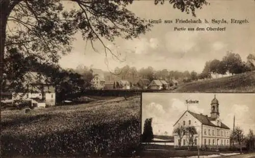 Ak Friedebach Sayda im Erzgebirge, Partie aus dem Oberdorf, Schule