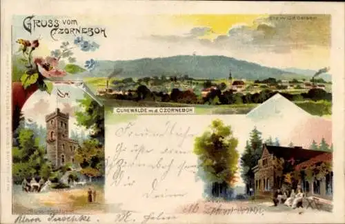 Litho Cunewalde in der Lausitz, Czorneboh, Aussichtsturm, Bergwirtschaft