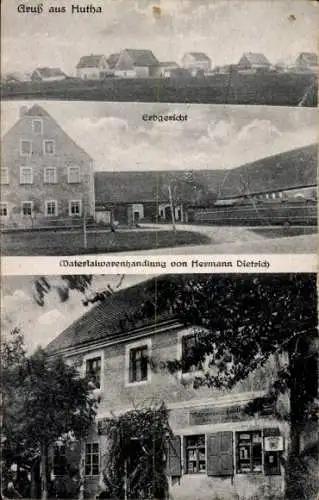 Ak Hutha Olbernhau im Erzgebirge, Erbgericht, Materialwarenhandlung