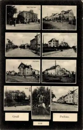 Ak Pethau Zittau in der Oberlausitz, Gasthof, Schule, Kriegerdenkmal