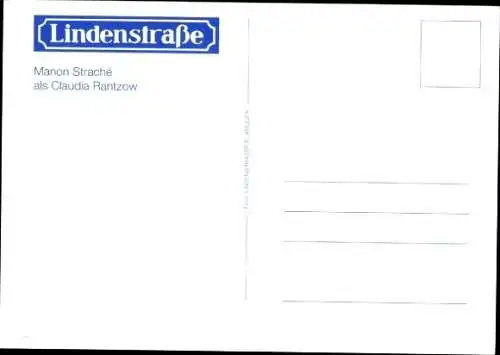 Ak Schauspielerin Manon Strache, Portrait als Claudia Rantzow in Lindenstraße, Autogramm