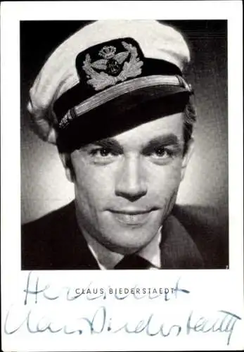 Ak Schauspieler Claus Biederstaedt, Portrait, Autogramm, Ich und Du, Kapitän