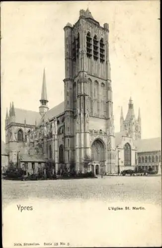 Ak Ypern Ypern Westflandern, St. Martinskirche