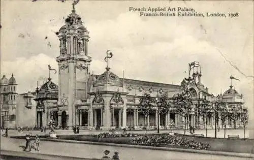 Ak London City England, Franco-British Exhibition 1908, French Applied Art Palace