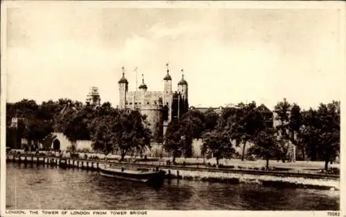 AK London City England, Der Tower of London von der Tower Bridge