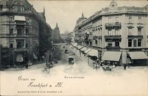 Ak Frankfurt am Main, Kaiserstraße, Straßenbahn