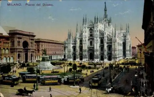 Ak Milano Mailand Lombardia, Piazza del Duomo