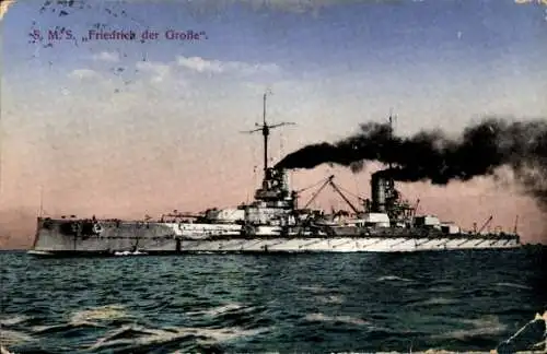 Ak Deutsches Kriegsschiff, SMS Friedrich der Große, Kaiserliche Marine