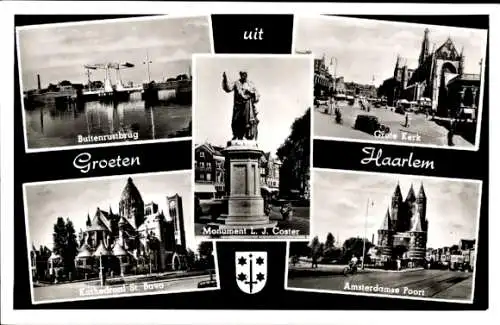 Ak Haarlem Nordholland Niederlande, Bultenrustbrug, Grote Kerk, Kathedraal St. Bavo, Poort