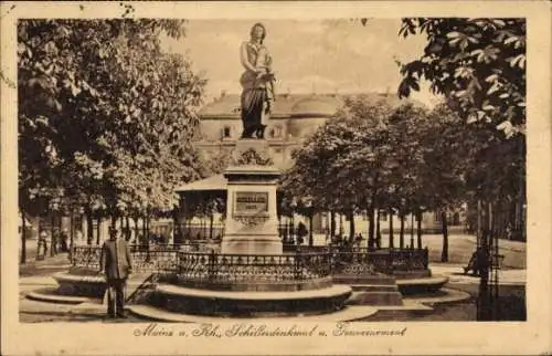 Ak Mainz am Rhein, Schillerdenkmal, Gouvernement