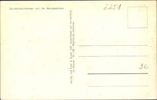 Ak Nordstrand in Nordfriesland, Sturmflut an der Nordseeküste, Nordstrander Damm, Seedeich