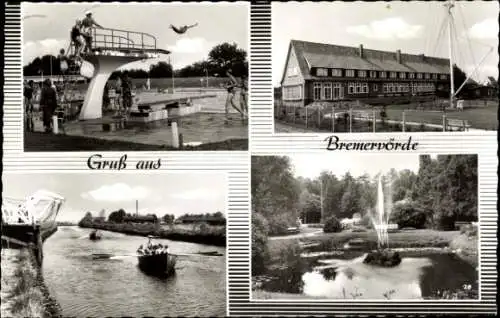 Ak Bremervörde, Schwimmbad, Seemannsschule, Auf der Oste, Bürgerpark