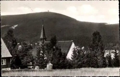 Ak Braunlage im Oberharz, Bergkirche mit Wurmberg