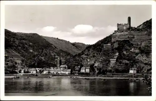 Ak Wellmich am Rhein Sankt Goarshausen, mit Burg Maus