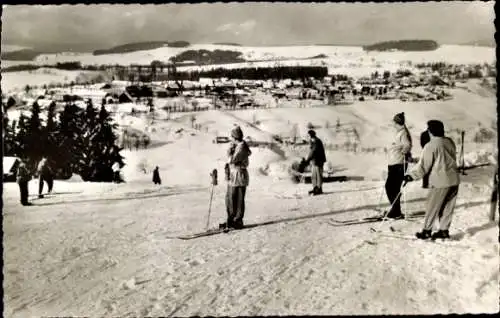 Ak Sankt Andreasberg Braunlage im Oberharz, Panorama, Winter, Skifahrer