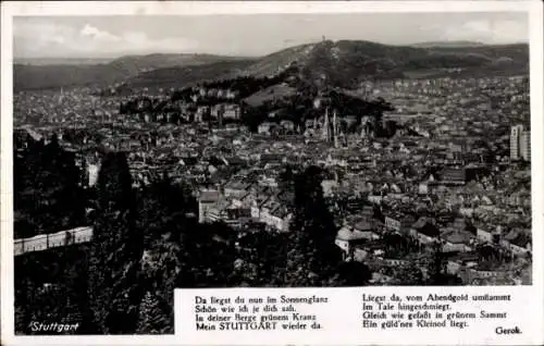 Ak Stuttgart in Württemberg, Panorama, Gedicht