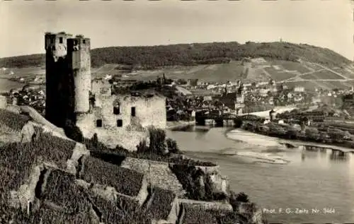 Ak Rüdesheim am Rhein, Ruine Ehrenfels, Bingen