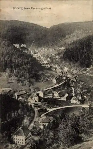 Ak Triberg im Schwarzwald, vom Hohnen gesehen