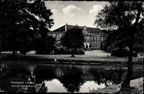 Ak Westerholt Herten im Ruhrgebiet, Schloss Westerholt, Teich