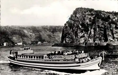 Ak Sankt Goarshausen am Rhein, Loreley, Ausflugsschiff Volti Subito