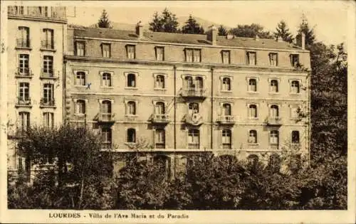 Ak Lourdes Hautes Pyrénées, Villa de l'Ave Maria et du Paradis