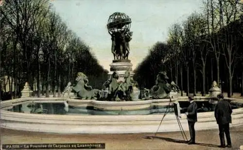 Ak Paris, Fontaine de Carpeaux, Maler mit Leinwand