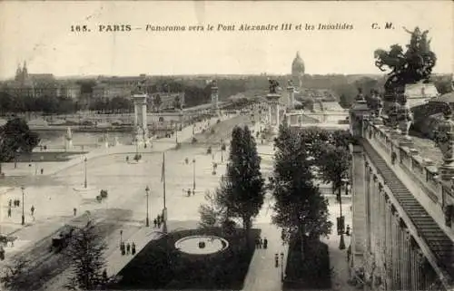 Ak Paris VII, Panorama, Pont Alexandre III, Les Invalides