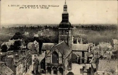 Ak Dinan Côtes-d’Armor, Place St-Sauveur prise de la Tour de l'Horloge