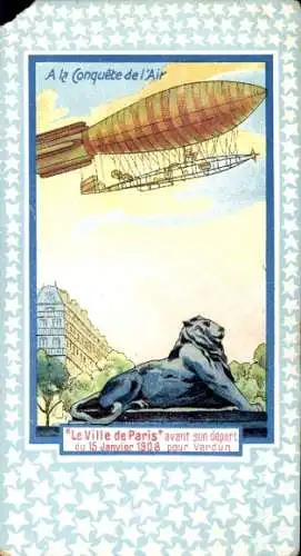 Passepartout Ak A la Conquest of the Air, Die Stadt Paris, Verdun, 1908