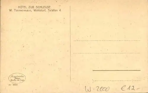 Ak Hamburg Wandsbek Wohldorf Ohlstedt, Hotel zur Schleuse