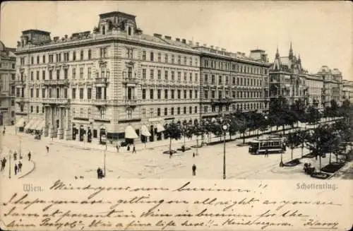 Ak Wien I Innere Stadt, Schottenring, Straßenbahn