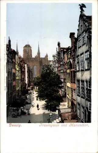 Ak Gdańsk Danzig, Frauengasse, Marientor