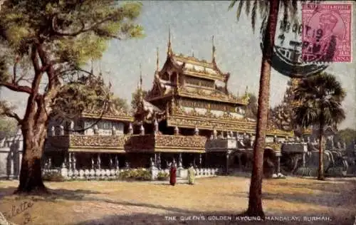 Künstler Ak Mandalay Myanmar Burma, The Queens Golden Kyoung
