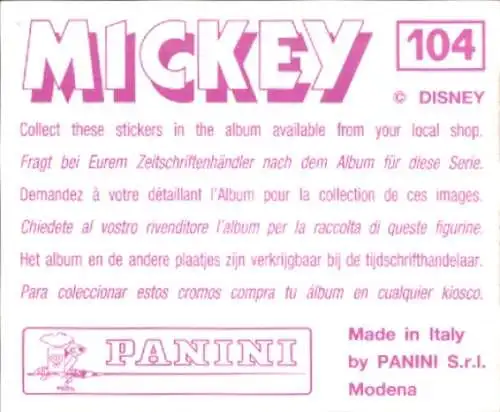 Sammelbild Mickey Nr. 104, Walt Disney, Goofy, Panini