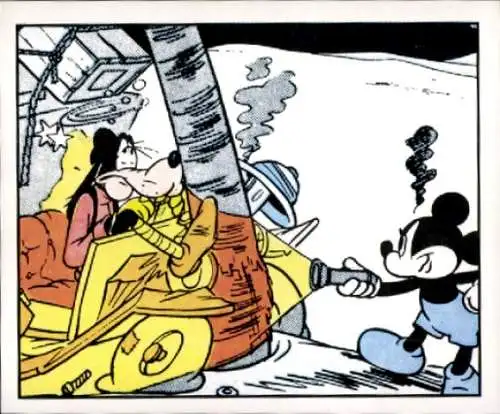 Sammelbild Mickey Nr. 105, Walt Disney, Goofy, Verkehrsunfall, Panini