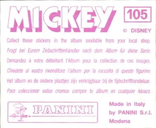 Sammelbild Mickey Nr. 105, Walt Disney, Goofy, Verkehrsunfall, Panini