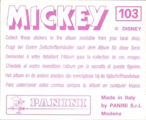 Sammelbild Mickey Nr. 103, Walt Disney, Goofy, Panini