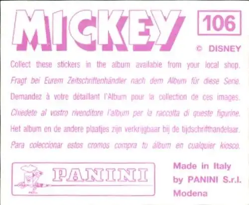 Sammelbild Mickey Nr. 106, Walt Disney, Goofy, Wüste, Panini
