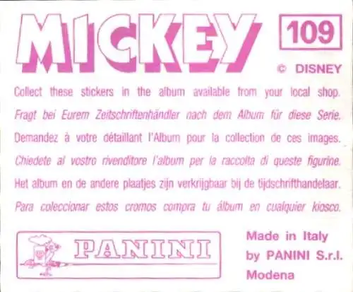 Sammelbild Mickey Nr. 109, Walt Disney, Urmensch, Panini