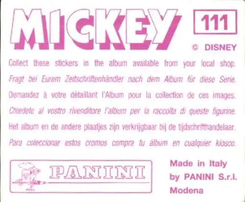 Sammelbild Mickey Nr. 111, Walt Disney, Flugzeuge, Panini